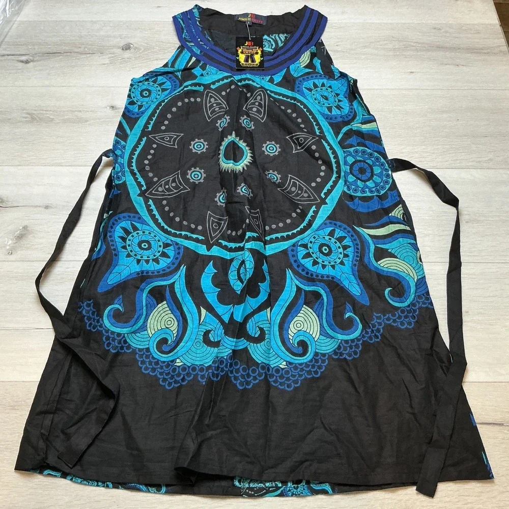 Junglee Billee Mandala Graphic‎ Shift Dress Womens Small Black New With Tags